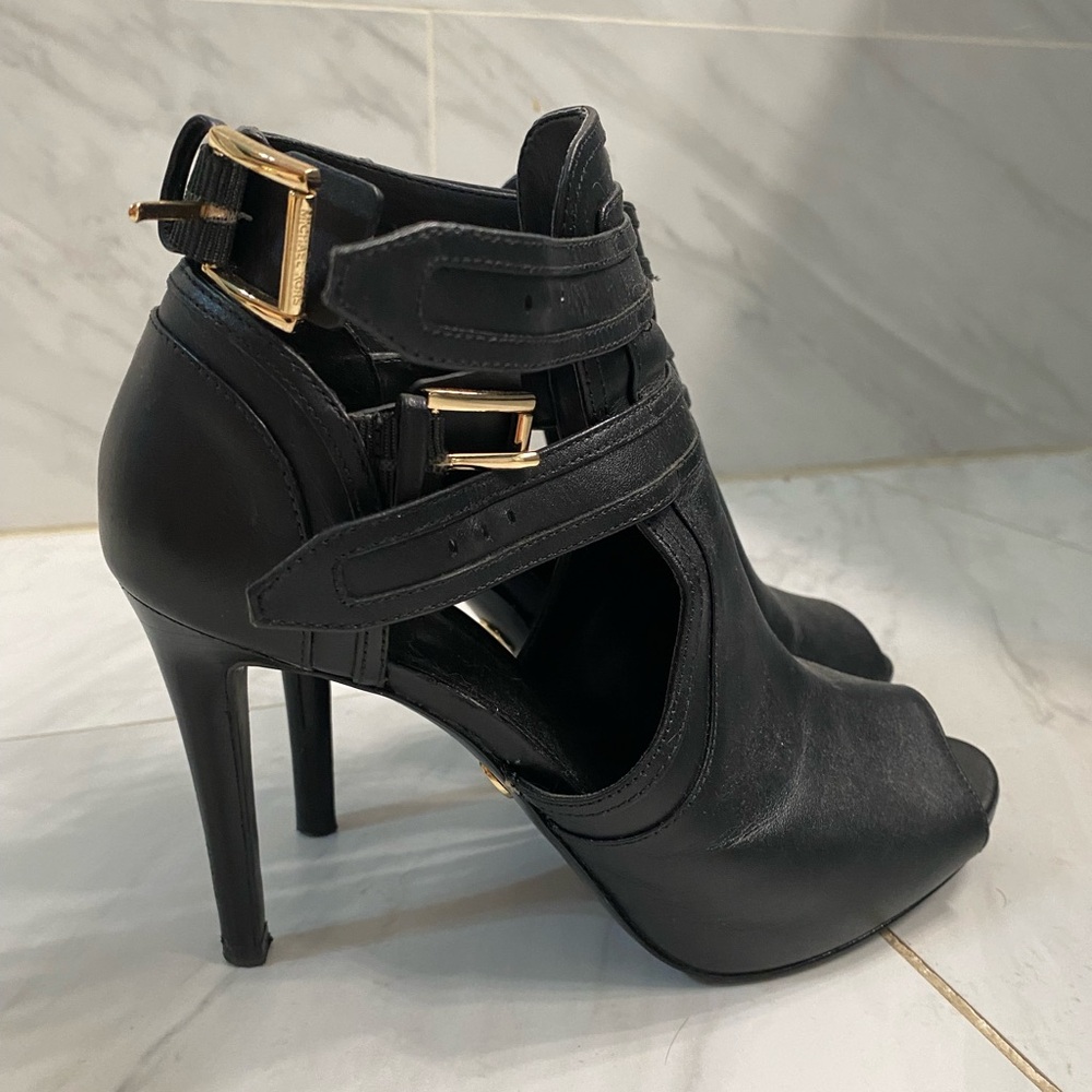 Michael Kors black leather stiletto strap heels
